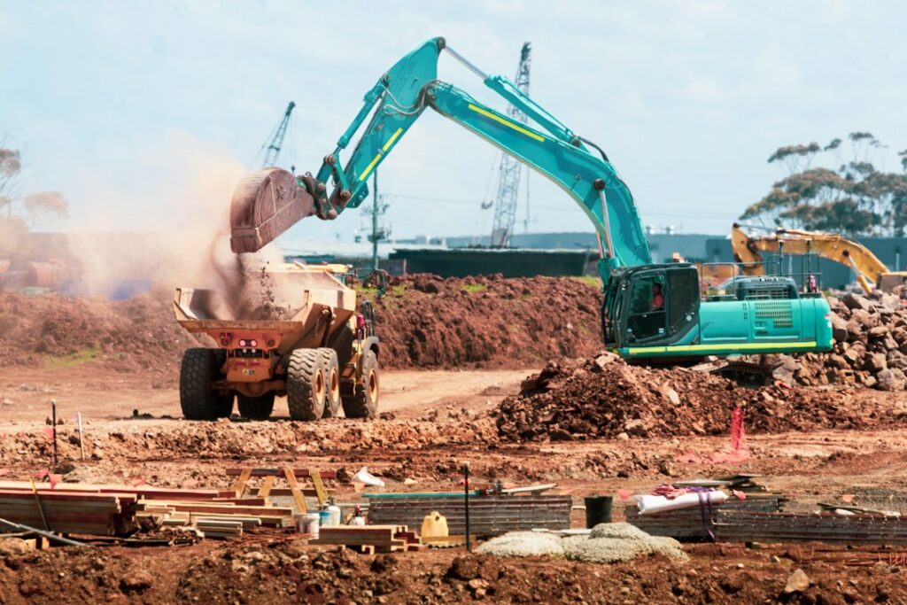 Travaux de terrassement sur un chantier